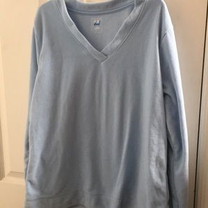 Light Blue V-Neck Women's fleece Top large